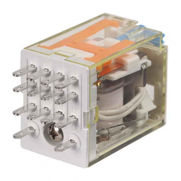 Реле RKF4CO110LTD1, 4CO, 6A(250VAC/30VDC), 110VDC, мех. индикация, тест-кнопка с блокировкой, диод +A1/-A2, LED