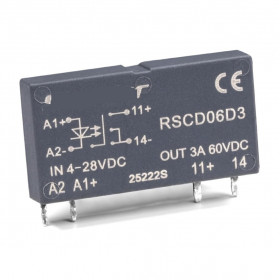 Реле интерфейсное полупроводниковое RSCD06D3 с колодкой SNC05-E-A, винтовой зажим, 1NO, 3A(60VDC), 12_24VDC, LED, W=6.2mm