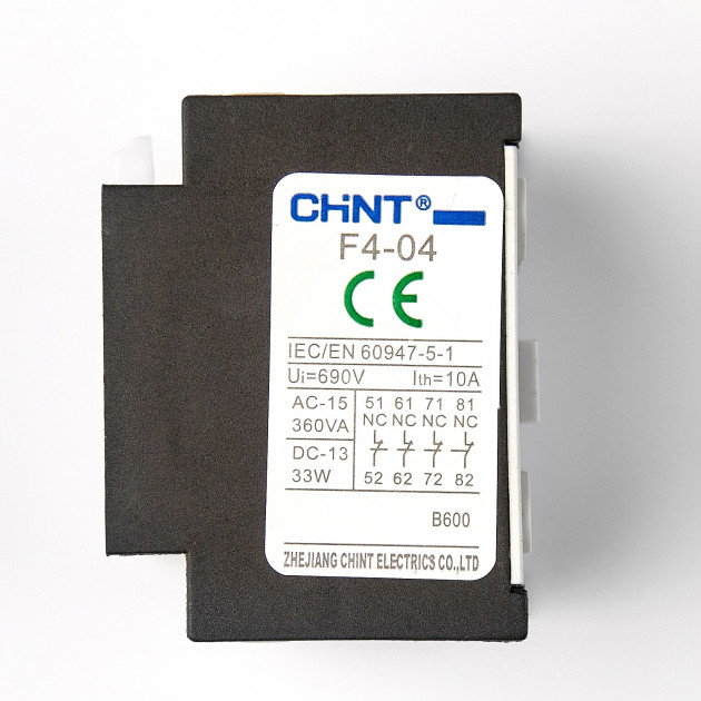 Приставка 4НЗ доп. контакты F4-04 к контактору NC1 и NC2 (CHINT)
