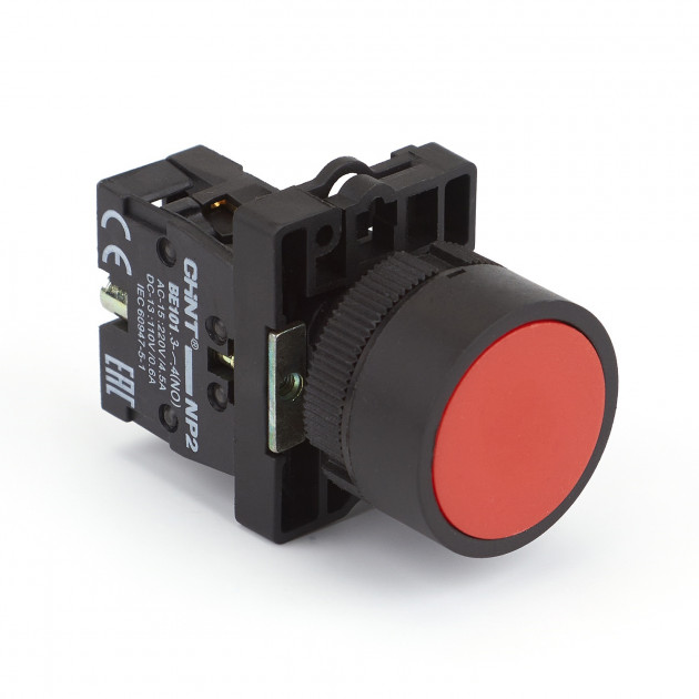 Кнопка управления NP2-EA41 без подсветки красная 1НО IP40 (CHINT)