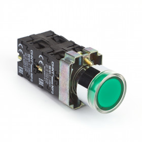 Кнопка управления NP2-BW1361 выступающая, зеленая, 1НО, AC/DC230В (LED), IP40 (R) (CHINT)