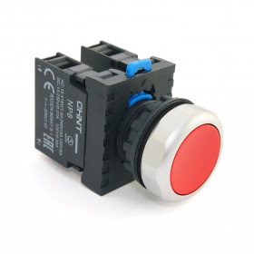 Кнопка управления NP8-01BND 1НЗ  красная AC/DC24В(LED) IP65 (CHINT)