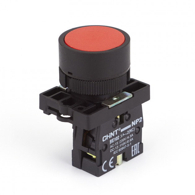 Кнопка управления NP2-EA42 без подсветки красная 1НЗ, IP40 (R) (CHINT)