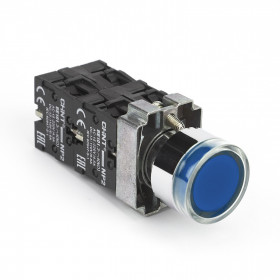 Кнопка управления NP2-BW3665 плоская, синяя, 1НО+1НЗ, AC/DC230В (LED), IP40 (R) (CHINT)
