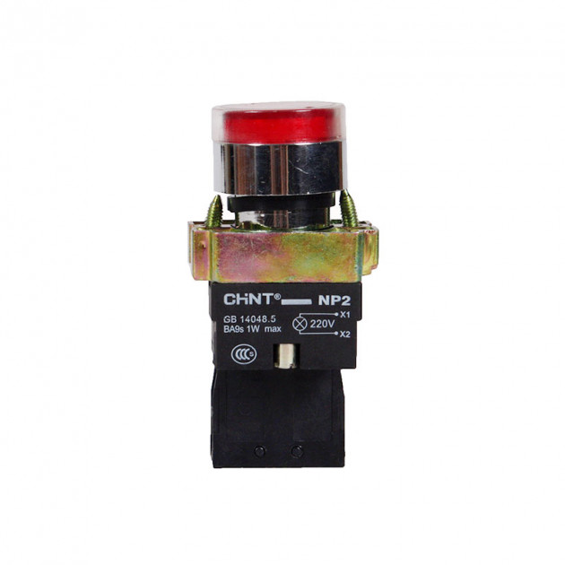 Кнопка управления NP2-EW3465 1НО+1НЗ красная AC/DC230В(LED), IP40 (R) (CHINT)