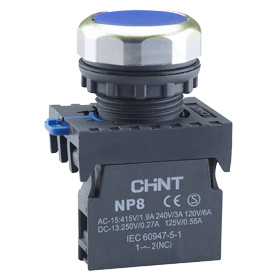 Кнопка управления NP8-10BND 1НО голубая AC/DC24В(LED) IP65 (R)