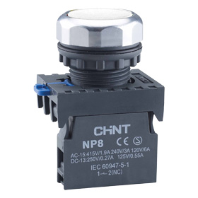 Кнопка управления NP8-10BND 1НО белая AC/DC24В(LED) IP65 (R)
