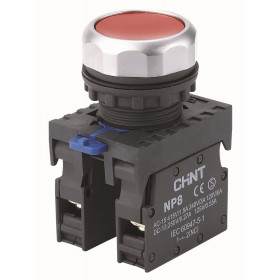 Кнопка управления NP8-10BND/1 1НО  белая  AC110В-220В(LED)  IP65 (CHINT)
