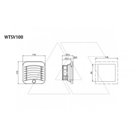 Вентилятор с фильтром 4,6Вт, 24(35)м3/час, 230VAC, габариты 119x119x57,5мм, вырез 92x92мм, выбор направления потока, IP54, RAL7035