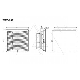 Вентилятор с фильтром 115Вт, 600(700)м3/час, 230VAC, габариты 318x318x135мм, вырез 291x291мм, выбор направления потока, клеммная колодка, IP54,RAL7035