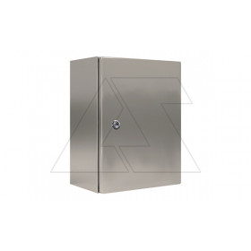 Щит ECOR моноблочный 300x200x150мм (ВxШxГ) из нерж. стали навесной с монт. панелью однодверный, 1 язычковый замок, дно глухое, IP66