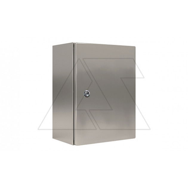 Щит ECOR моноблочный 400x600x200мм (ВxШxГ) из нерж. стали навесной с монт. панелью однодверный, 1 язычковый замок, дно глухое, IP66