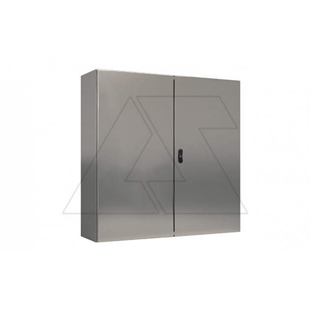 Щит ECOR моноблочный 800x1000x300мм (ВxШxГ) из нерж. стали навесной с монт. панелью двудверный, 2 язычковых замка, дно глухое, IP55