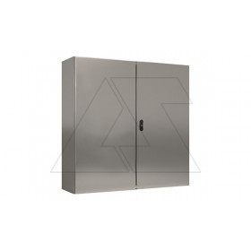 Щит ECOR моноблочный 1200x1000x300мм (ВxШxГ) из нерж. стали навесной с монт. панелью двудверный, ригельный замок, дно глухое, IP55