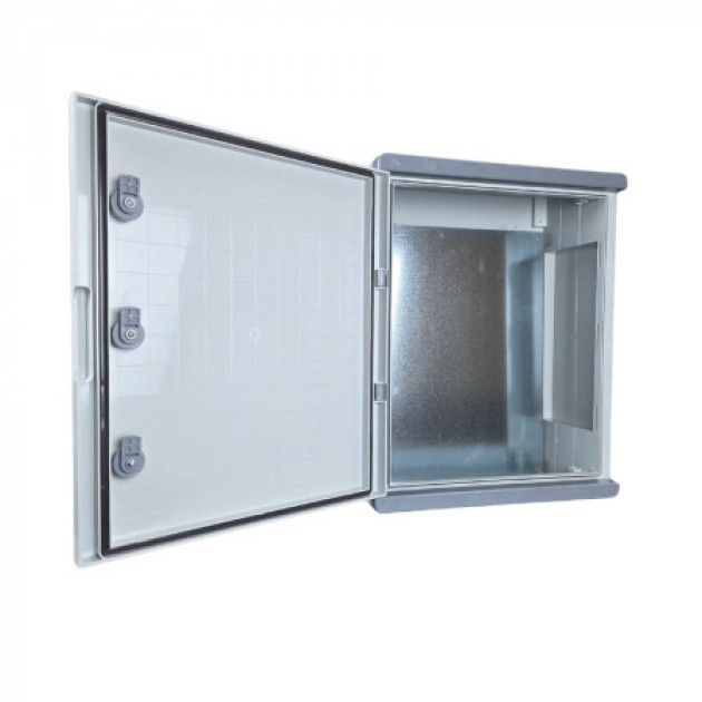 Пластиковый корпус 600х400х200 (ВхШхГ) серая дверь, с монтажной платой, Design Pro Series IP67