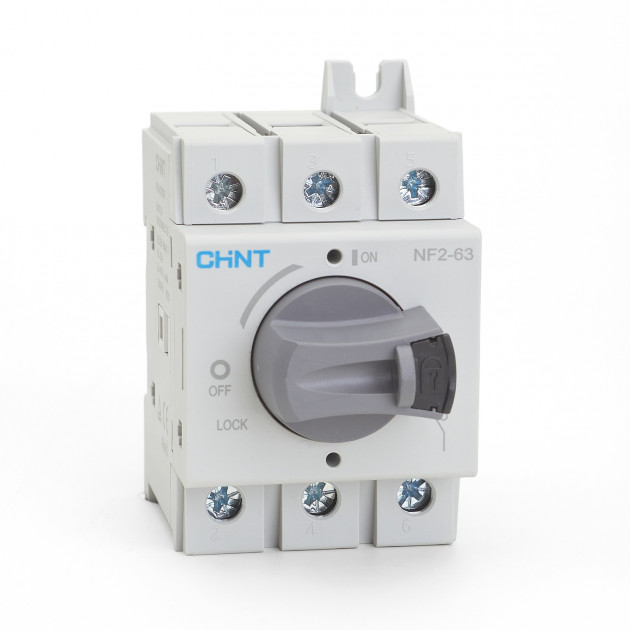 Выключатель-разъединитель NF2-63/3DIR 3P 63А со стандартной рукояткой на DIN-рейку или монтажную плату (CHINT)