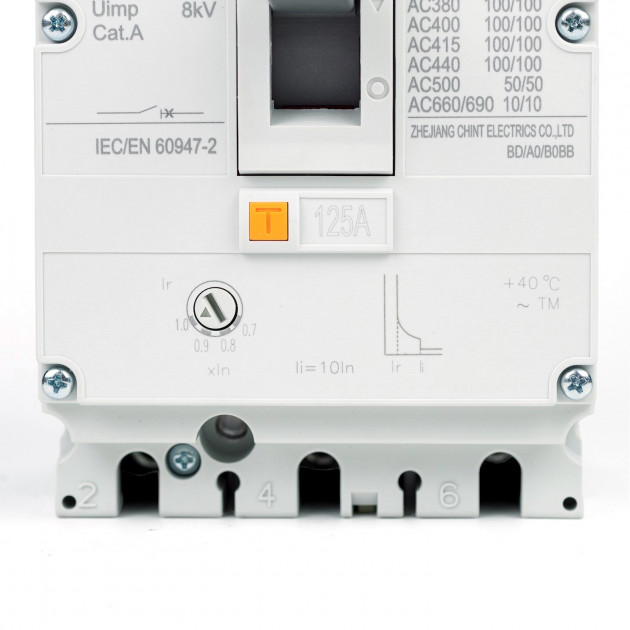 Автоматический выключатель M8N-125C TM 3P 125А 36кА с рег. термомаг. расцепителем (R) (CHINT)
