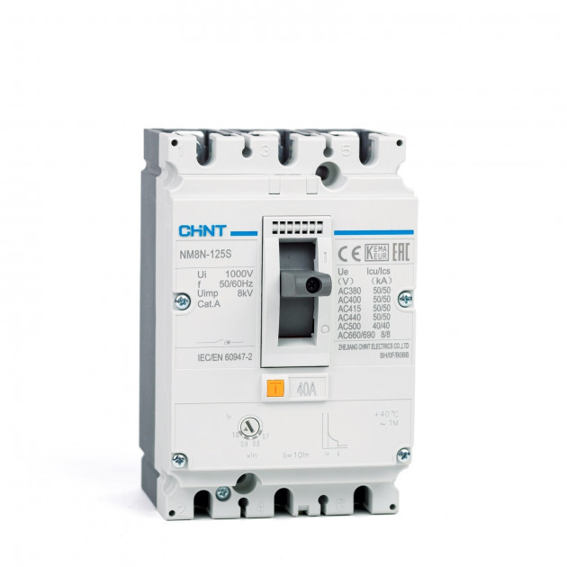 Автоматический выключатель NM8N-125S TM 3P 40А 50кА с рег. термомаг. расцепителем (R)(CHINT)