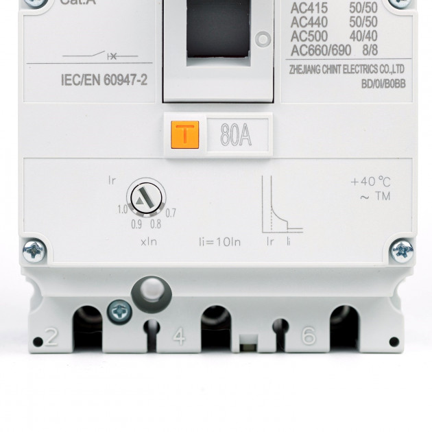 Автоматический выключатель NM8N-125S TM 3P 80А 50кА с рег. термомаг. расцепителем (R)(CHINT)