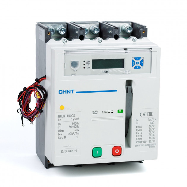 Автоматический выключатель NM8N-1600S EM 3P 1250А 50кА с электр. расцепителем, LCD, МП 230AC (R)(CHINT)