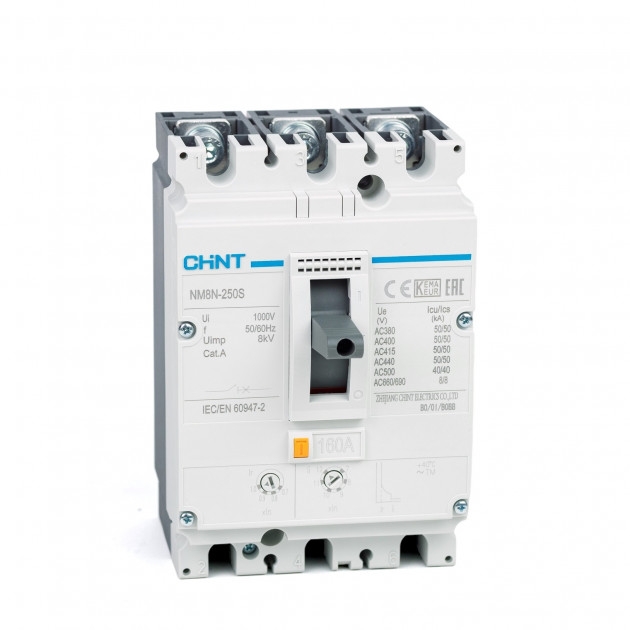 Автоматический выключатель NM8N-250S TM 3P 160А 50кА с рег. термомаг. расцепителем (R)(CHINT)