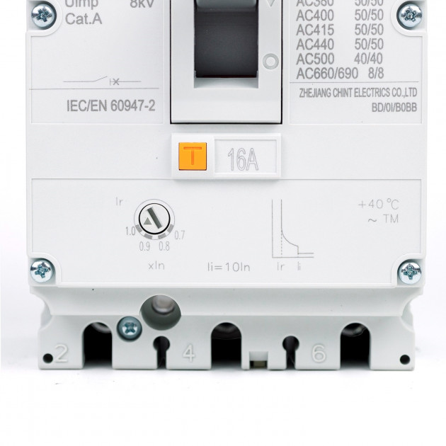 Автоматический выключатель NM8N-125H TM 3P 16А 100кА с рег. термомаг. расцепителем (R)(CHINT)
