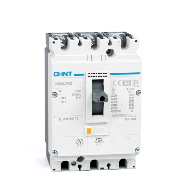 Автоматический выключатель NM8N-250S TM 3P 250А 50кА с рег. термомаг. расцепителем (R)(CHINT)